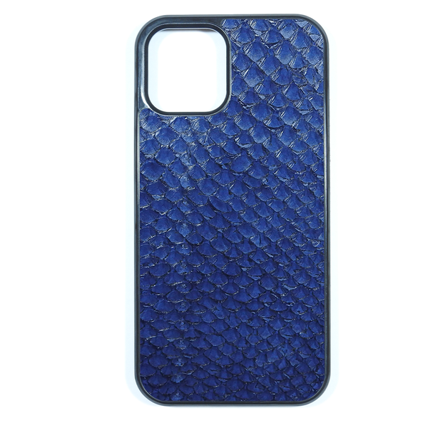 Coque iPhone 12 saumon bleu brillant